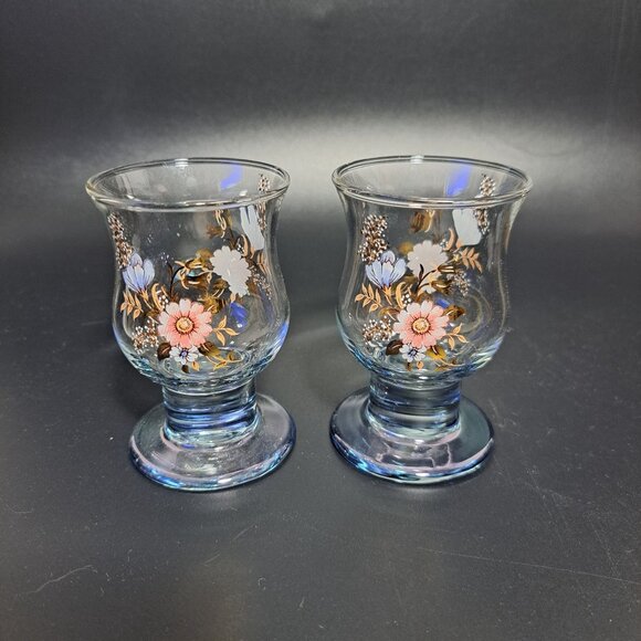 Vintage Floral Glass Candle Holders Pair - Picture 7 of 9